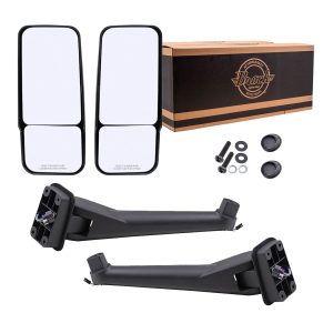 Brock Replacement Drivers and Passengers Power Mirror Assemblies Paint to Match Black w/ Light Heat Compatible with 03-09 Kodiak 03-09 Topkick