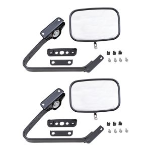 Pair of Manual Side View Black Steel Mirrors Replacement for Ford Pickup Truck SUV E4TZ17682A